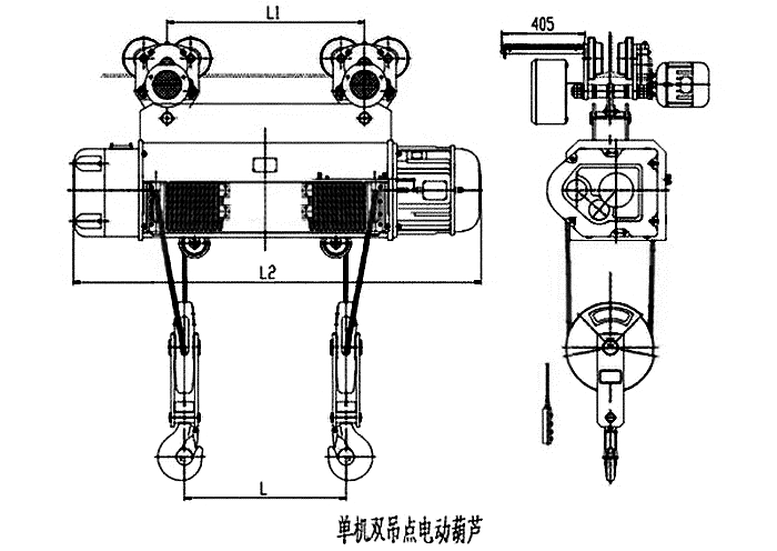 同筒雙鉤電動葫蘆結構圖